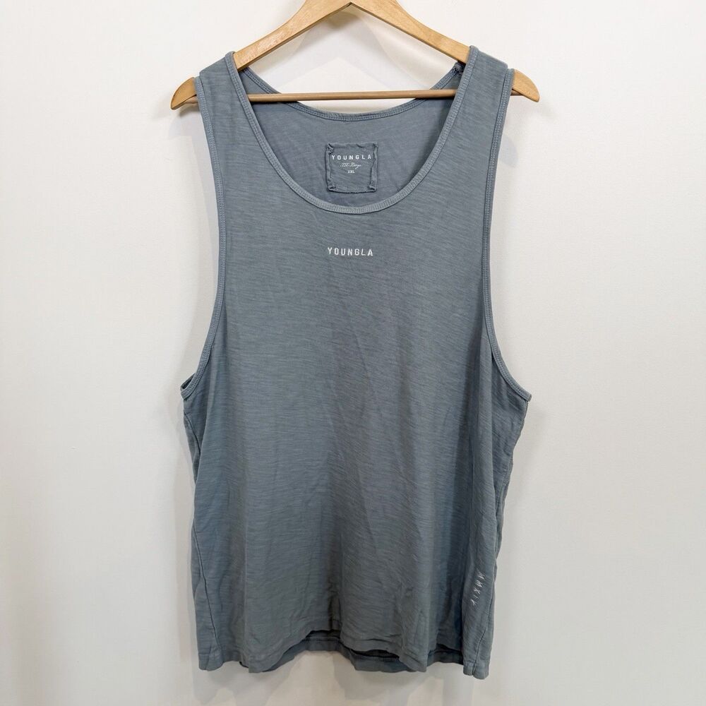 YoungLA Tank Top Mens XXL Blue Sleeveless Athletic Bodybuilding Gym Muscle